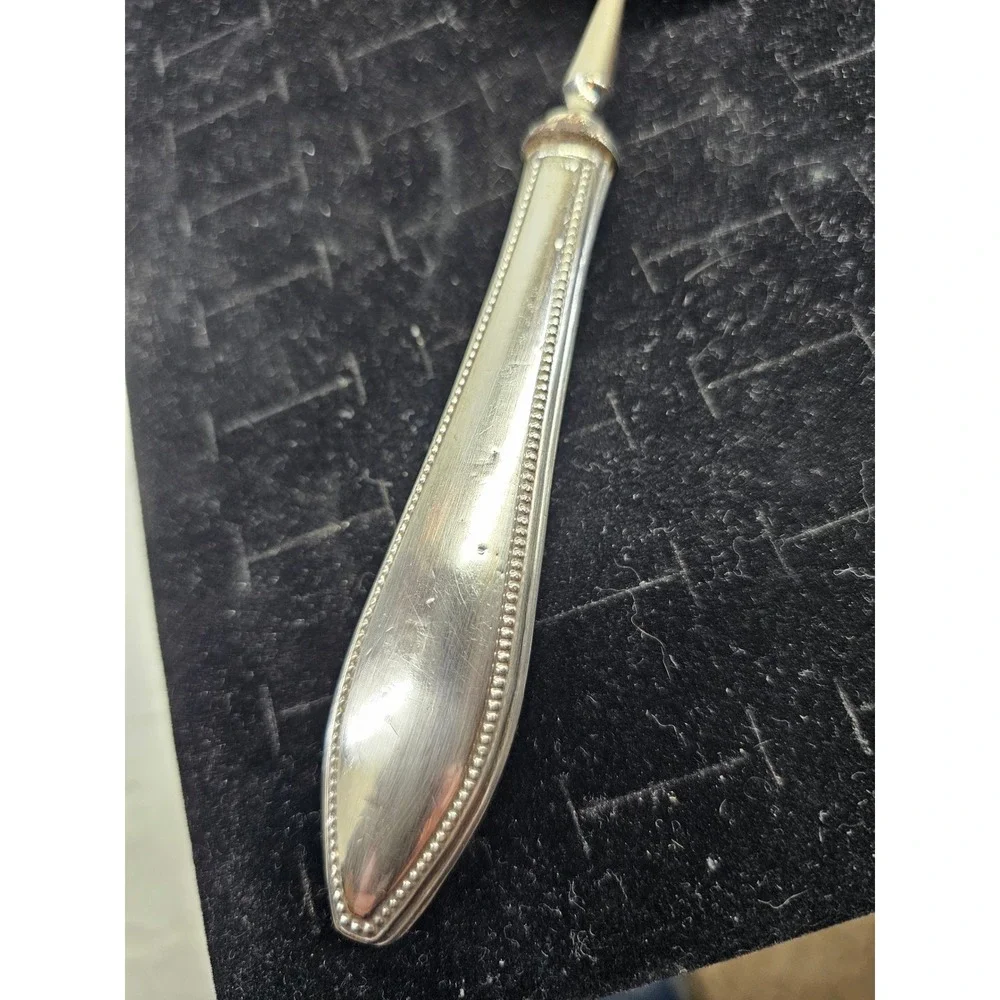 Vintage 1950s Pie Scoop Silver 925 Sterling Engraved‎ Beaded Handle